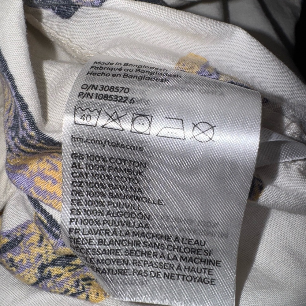 H&M Men's Casual Shirt - White and Yellow Graphic - Picture 4 of 4